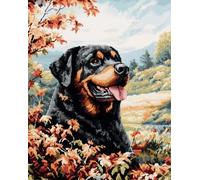 AMBATTERY DIY Dog Animal Rug Making Kit Rottweiler and Scenery 23x35in