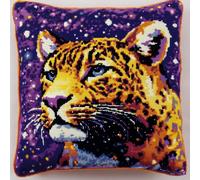 AMBATTERY DIY Embroidery Pillow Case, Animal Leopard Cross Stitch Pillow Kits 45X45cm Needlepoint Craft Set Cushion Kit Cross Stitch Cushion Cover Kit Stitched Cushion Kit