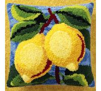 AMBATTERY DIY Latch Hook Kits for Adults Cartoon Lemon Latch Hook Kit Cushion Pillowcase DIY Crochet Yarn Kits Embroidery Kit Pillowcase/Cushion Cover Making 43x43cm