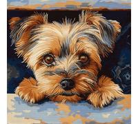 AMBATTERY DIY Latch Hook Kits for Adults Yorkshire Terrier Animalslatch Hook Kits DIY Cushion Cover with Tool Fit for Children and Adults 17x17in