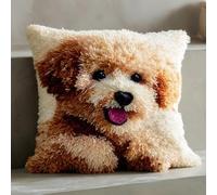 AMBATTERY DIY Latch Hook Pillow Kit Dogs AnimalDIY Latch Hook Cushion Kits Beginners Adults Gift Embroidery Home Decoration 17x17in
