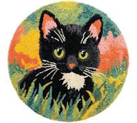 AMBATTERY DIY Latch Hook Rug Kit for Aldult,cat in the Grass