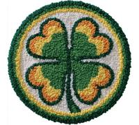 AMBATTERY DIY Latch Hook Rug Kit for Aldult,Green Four-Leaf Clover
