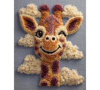 AMBATTERY DIY Latch Hook Rug Kits Cartoon Giraffe Animal DIY Latch Hook Kit Self Latch Set for Adults Tapestry Kits Beginners Large Carpet Pre Printed 31x45in