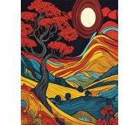 AMBATTERY Diy Latch Hook Rug Kits Colorful Landscape Latch Hook Rug Set Rugs Knotting Cross Stitch Set For Children And Adults Rug Making Tool Kit 21x29in