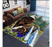 AMBATTERY Diy Latch Hook Rug Kits Eagle Animal Landscape Latch Hook Kit，Diy Carpet Making Kits For Kids And Adults，Home Decoration，Snap Hook Rug Set 31x63in