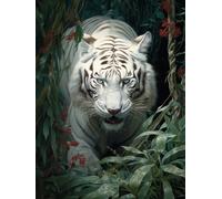AMBATTERY Diy Latch Hook Rug Kits Fierce White Tiger Animal Cross Stitch Knotted Rug,Crochet Rug For Beginners,Adult And Teenager Diy Rug Embroidery Kit 23x35in