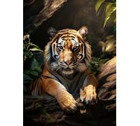 AMBATTERY Diy Latch Hook Rug Kits Tiger Animal Portrait Latch Hook Rug Kits For Adults Yourself Knotting Set With Hooks Diy Carpet Make Tapestry Home Doormat 31x63in