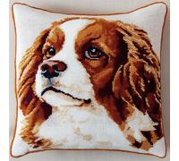 AMBATTERY Embroidery Kit Cushion Cover, Animal Dog Pillowcase Craft Kits for Adults Beginners, Hand Embroidery DIY Kit Sewing Pillow Case Without Pillow Insert 45X45cm