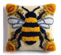 AMBATTERY Embroidery Latch Hook Pillow Cover Kit, Animals Bees Cross Stitch Cushion Covers Kits DIY Craft Needlework Latch Hook Kits for Adults,17x17inch