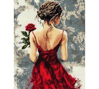 AMBATTERY Figure Latch Hook Kit Rug Woman Back View Latch Mat For Yourself Knotting Rug, Adults Or Beginners, Latch Hook Kits Rug 20x15in