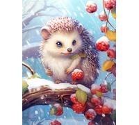 AMBATTERY Knitting Kits For Adults Cute Hedgehog Animal Large Latch Hook Rug，Pre-Printed Pattern Canvas Rug Embroidery Crafts For Adults Handicrafts Diy Rug 23x35in