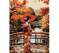 AMBATTERY Knitting Kits for Adults Japanese Classical Woman Large Latch Hook Rug,Pre-Printed Pattern Canvas Tapestry Embroidery Adults Handicrafts DIY Craft Cross Stitch Kits 31x45in