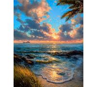 AMBATTERY Landscape Latch Hook Kits for Adultsbeach Waves Latch Hook Rug Kits for Adults Beginners DIY Craft Doormat Carpet Making Kit Apestry Gift Home Decorations 31x63in