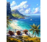 AMBATTERY Landscape Latch Hook Kits for Adultsfantasy Seascape Cross Stitch Rug Making Kit，Carpet Crochet Kits Embroidery Set Needlework Crafts for Home Decor 23x35in