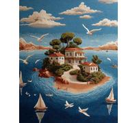 AMBATTERY Landscape Latch Hook Kits for Adultsisland Architecture Latch Hook Rug Kits for Adults Beginners DIY Craft Doormat Carpet Making Kit Apestry Gift Home Decorations 21x29in