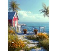 AMBATTERY Landscape Latch Hook Kitsfantasy Seascape Latch Hook Rug Kits for Adults Crochet Set for Beginners，Carpet Making Kit with Printed Canvas，Gift 23x35in