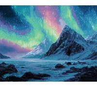 AMBATTERY Landscape Rug Making Kit for Adultscolorful Aurora DIY Latch Hook Rug Kit Carpet Making Set Cross Stitch Embroidery Kits Needlework Crafts for Home Decor 21x29in