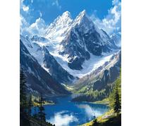 AMBATTERY Landscape Rug Making Kit for Adultssnow-Capped Mountains and Lakes Latch Hook Kits Rugs Large for Adults Beginners,DIY Crochet Set，Tapestry Making Kit，Embroidery Sofa Cushion Carpet 35x46in