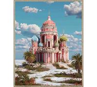 AMBATTERY Landscape Tapestry Kit Church Architecture Latch Hook Rug Kit Large Pre-Printed Pattern Canvas Rugs Embroidery Crafts for Adults Handicrafts DIY Carpet 31x63in