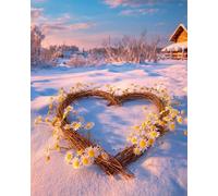 AMBATTERY Landscape Tapestry Kit Heart-Shaped Flowers Latch Hook Rug Kit Large Pre-Printed Pattern Canvas Rugs Embroidery Crafts for Adults Handicrafts DIY Carpet 21x29in