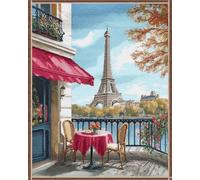 AMBATTERY Landscape Tapestry Kit Street Tower Latch Hook Rug Kits for Adults Beginners DIY Craft Doormat Carpet Making Kit Apestry Gift Home Decorations 23x35in