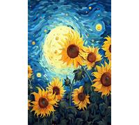 AMBATTERY Landscape Tapestry Kit Sunflower Oil Painting DIY Rugs Set with Printed Canvas Floor Mat Crochet Yarn Embroidery Hook Latch Carpet Tapestry for Home Decoration 33x45in