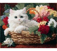 AMBATTERY Large Rug Making Kit Cat in the Flower Basket 60x90cm
