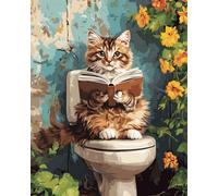 AMBATTERY Latch Hook Craft Kits Cartoon Cat Animal Printed Canvas Crochet Needlework DIY Craft Rug Cushion Mat Tapestry Knitting Kits for Adults with Instructions 23x35in