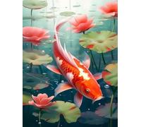 AMBATTERY Latch Hook Craft Kits Fantasy Flowers And Carp Latch Hook Rug Cross Stitch Embroidery Set,Diy Tools For Beginners,Adults,Tapestry Kit Cushion Knotting Carpets 23x35in