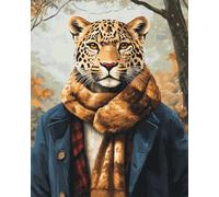 AMBATTERY Latch Hook Craft Kits Fantasy Leopard Animal Diy Latch Hook Kit For Adults Beginners，Cross Stitch Set Carpet Making Cushion Needlework Embroidery Craft Kits Cushion 31x45in