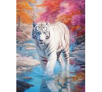 AMBATTERY Latch Hook Craft Kits Fantasy White Tiger Animal Latch Hook Rug For Yourself Knotting Set Adults With Hooks Diy Carpet Make Yourself At Home Office Front Door 23x35in