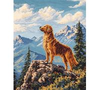 AMBATTERY Latch Hook Craft Kits Golden Retriever Dog Animal And Landscape Latch Hook Rug Kits For Adults Yourself Knotting Set With Hooks Diy Carpet Make Tapestry Home Doormat 21x29in
