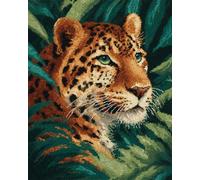AMBATTERY Latch Hook Craft Kits Jungle Leopard Animals DIY Latch Hook Rug Set Rugs Knotting Cross Stitch Kit for Beginners and Adults Tapestry Making Tool Kits Embroidery Ser Cushion 31x63in
