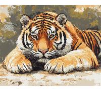 AMBATTERY Latch Hook Craft Kits Tiger Animal Latch Hook Rug Kits For Adults Printed Canvas Crochet Needlework Craft Rug Cushion Mat Tapestry 23x35in