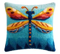 AMBATTERY Latch Hook Cushion Kit, Animal Dragonfly Knitting Kits Cushion, Rug Making Kit for Starters, Latch Hook Kits 43x43cm