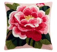 AMBATTERY Latch Hook Cushion Kit, Blooming Flowers Knitting Kits Cushion, Rug Making Kit for Starters, Latch Hook Kits 43x43cm