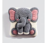 AMBATTERY Latch Hook Cushion Kit, Cartoon Elephant Knitting Kits Cushion, Rug Making Kit for Starters, Latch Hook Kits 43x43cm