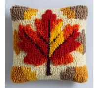 AMBATTERY Latch Hook Cushion Kit, Red Maple Leaves Knitting Kits Cushion, Rug Making Kit for Starters, Latch Hook Kits 43x43cm