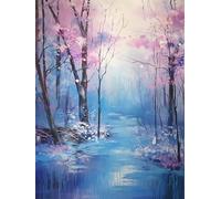 AMBATTERY Latch Hook Cushion Kits Colorful woods scenery Printed Canvas Tapestry Kits Embroidery Kits DIY Crochet Yarn Kits for Beginners Adults Kids Craft Kit 31x63in