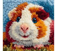 AMBATTERY Latch Hook Cushion Kits for Adults Beginners Animal Guinea Pig Pillow Cover Making Crochet Craft Kits Pre Printed Canvas Wool Yarn DIY Sofa Home Decor 17x17in