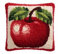 AMBATTERY Latch Hook Cushion Kits for Adults Red Fruit Rug Cover Pillowcase Kids Beginner DIY Needlework Embroidery Kits Handmade Set Craft Sofa Home Decor 43x43cm