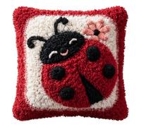 AMBATTERY Latch Hook Cushion Kits Ladybug Sofa Cushion Cover Cushion Cover Embroidery Craft Kit for Adults and Beginners Pattern Printed Canvas Crochet Kits 17x17in