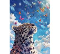 AMBATTERY Latch Hook Cushion Kits Leopards and Butterflies Latch Hook Rug Cross Stitch Embroidery Set,DIY Tools for Beginners,Adults,Tapestry Kit Cushion Knotting Carpets 35x46in