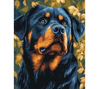 AMBATTERY Latch Hook Cushion Kits Rottweiler Animals Printed Canvas Crochet Needlework DIY Craft Rug Cushion Mat Tapestry Knitting Kits for Adults with Instructions 23x35in