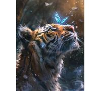 AMBATTERY Latch Hook Cushion Kits Tiger Animal Portrait Cross Stitch Knotted Rug, Crochet Rug For Beginners, Adult And Teenager Diy Rug Embroidery Kit Latch Hook Kits Rugs 21x29in