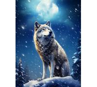 AMBATTERY Latch Hook Cushion Kits Winter Wolf Animal Latch Hook Rug Set Rugs Knotting Cross Stitch Set For Children And Adults Rug Making Tool Kit 35x46in