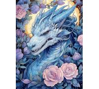 AMBATTERY Latch Hook Cushion & Rug Kit, Dragon and Flowers Design, Crochet & Embroidery Kit for Beginners, 35x46in