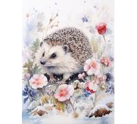 AMBATTERY Latch Hook Kit Rug Cute Hedgehog Animal Handmade Self Knotting Set，Large Latch Hook Rug Pre-Printed Pattern Rug Embroidery Craft For Adults 21x29in