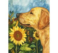 AMBATTERY Latch Hook Kit Rug Dog Animal And Sunflower Flowers Rug Making Kits Diy Latch Hook For Beginners Adults Home Decoration Tapestry Kit Cushion Cover 23x35in